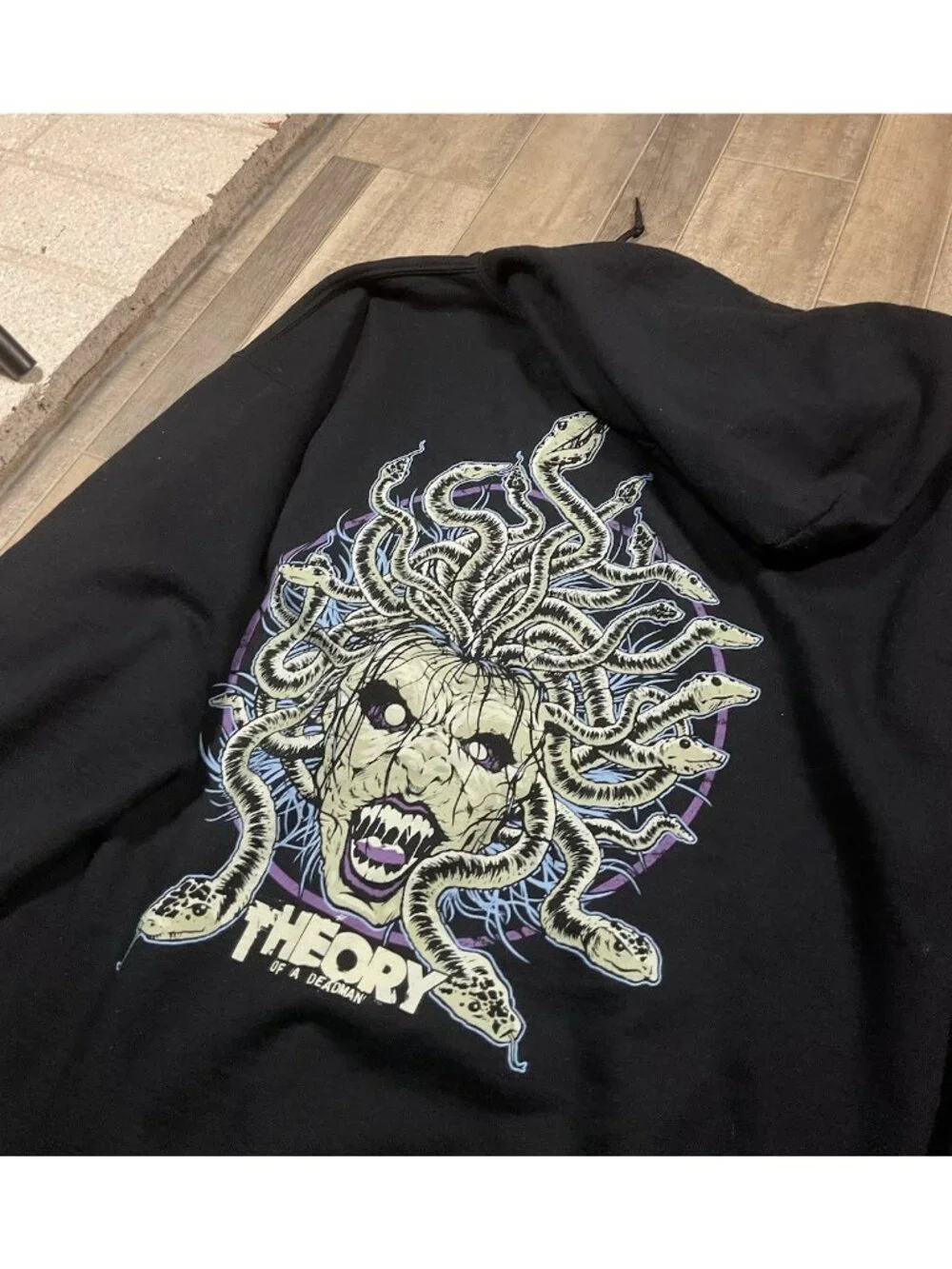 Theory of a Deadman Black Full Zip Hoodie Medusa Metal Rock Band Men’s XL